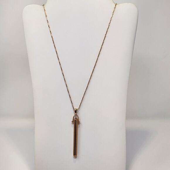 Stella and Dot Rose Gold Tone Obelisk Pendant Chain Necklace Layering Minimalist - Picture 2 of 7
